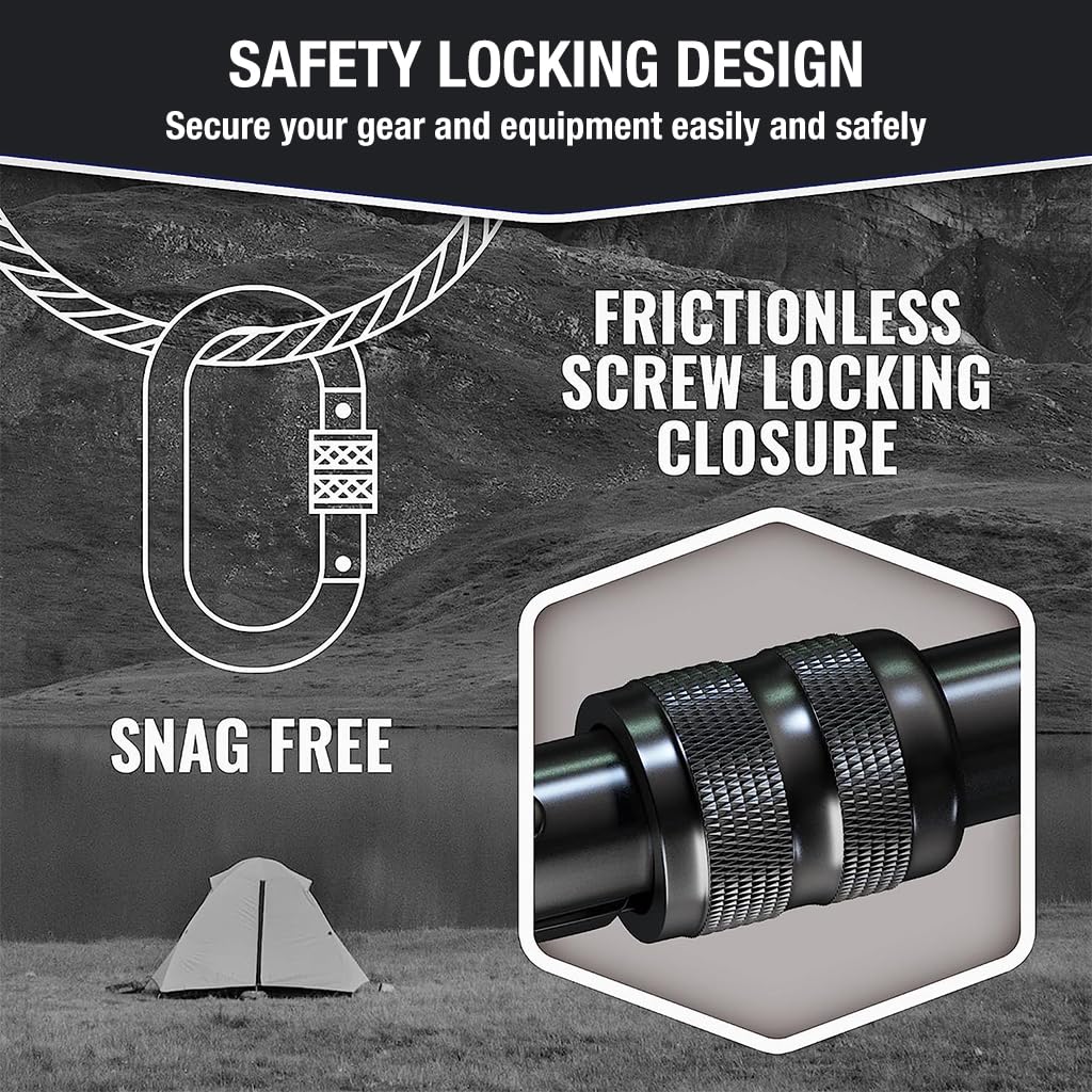 Optifit 2pcs Carabiner Clip Heavy Duty for Climbing, Fall Arrest Systems, Camping, Hiking, 25kN Stainless Steel Carabiner, Large Spring Snap Hook Carabiner with Screw Locking Optifit 2pcs Carabiner Clip Heavy Duty for Climbing, Fall Arrest Systems, Camping, Hiking, 25kN Stainless Steel Carabiner, Large Spring Snap Hook Carabiner with Screw Locking